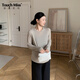 塔馳密司（touchmiss）品牌2026春裝新款高智感孕婦條紋連帽背心內搭打底衫直筒褲春款 龍眼杏打底 選M-XL碼 M