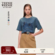 Teenie Weenie小熊女裝T恤2025夏季新款復古做舊水洗圓領(lǐng)短袖上衣 藍色 XL (175)