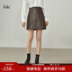 范思藍恩 新款棕色皮裙子半身裙女秋冬時(shí)尚a字高腰短裙214497 深棕色 M