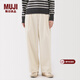 MUJI女式 橫豎彈力起毛抽褶寬版褲 褲子女款女裝冬季BE1XQC5A 象牙色 M （160/66A）