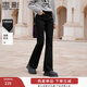 香影黑色微喇牛仔褲女2025冬季新款褲腳開(kāi)叉修身設計感顯瘦長(cháng)褲子 牛仔黑 XL 170/72A/125-140斤