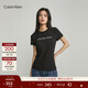 Calvin KleinJeans夏季女士休閑通勤經(jīng)典ck字母印花圓領(lǐng)純色內搭短袖T恤上衣 BEH-太空黑 S