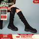 天美意女靴厚底顯瘦百搭過(guò)膝高靴女彈力靴時(shí)尚女鞋KNZ06DC4 黑色 35