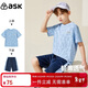 ASK JUNIOR童裝兒童套裝男童速干運動(dòng)休閑夏裝短袖T恤短褲兩件套 藍色 150
