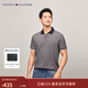 Tommy Hilfiger【透氣舒適】春夏男裝珠地網(wǎng)眼商務(wù)花紗鑲邊翻領(lǐng)短袖T恤POLO 深灰色DW5 M （推薦：135-150斤）