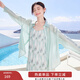 香影【多色涼感】輕薄襯衫外套女夏季空調衫開(kāi)衫外搭襯衣開(kāi)叉上衣 綠色 S