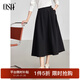 歐莎（OSA）【輕熟的優(yōu)雅】純棉知性通勤高腰顯瘦半身裙傘裙女2025秋季新款 黑色 M