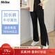 MsShe開(kāi)叉窄版微喇叭牛仔褲大碼女裝2026春季胖mm顯瘦加長(cháng)褲子女 加長(cháng)-牛仔黑色現貨-2302 2XL