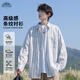 頂峰保羅（Dingfengbaoluo）長(cháng)袖襯衫男春季寬松百搭條紋文藝休閑上衣外套GD66米白色XL