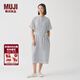 MUJI MUJI IDEE 女式 強捻短袖襯衫連衣裙女裝裙子夏季連身裙GAD12C4S 藍灰色 M (155/80A)