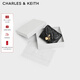 CHARLES&KEITH25冬季新品金屬包掛菱格短款錢(qián)包卡包新年禮物送女友CK6-10770710 Black黑色 XXS