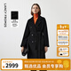 朗姿騏驥紅【王楚然同款】純羊毛通勤大衣修身毛呢外套冬季新款 黑色 M