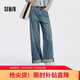 森馬（Semir）森柔牛仔|商場(chǎng)同款牛仔褲女翻邊長(cháng)褲2025秋季闊腿褲103525124007A