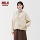 MUJI女式 長(cháng)毛抓絨 夾克 女短外套 25年冬季 搖粒絨女裝 BB2T9C5A 象牙色 M (160/84A)