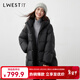 朗文斯?。↙.WEST）連帽羽絨服女2025冬季新款時(shí)尚立領(lǐng)寬松白鴨絨保暖外套 黑色 M 110-125斤