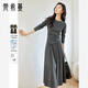 梵希蔓韓版高級感通勤套裝裙女秋季新款上衣半裙超火套裝 深花灰色 L