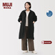MUJI女式 不易沾水防紫外線(xiàn)風(fēng)帽長(cháng)大衣防曬風(fēng)衣女裝25年早秋外套連帽 深藏青色 L （165/88A）