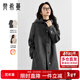 梵希蔓設計感連帽呢大衣女冬季新款夾棉加厚長(cháng)款毛呢外套 深灰色   S