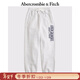 Abercrombie & Fitch【LOGO束腳褲】保暖抓絨松緊腰運動(dòng)衛褲長(cháng)褲25秋冬女裝186-5013 淺灰色 L (165/86A)
