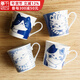 千代源青花大臉貓馬克杯日本進(jìn)口陶瓷杯釉下彩家用卡通水杯貓咪圖案杯子 A2雜花貓單杯
