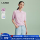 藍地（LANDI）設計感精致氣質(zhì)Polo領(lǐng)針織衫女短袖開(kāi)衫上衣夏新款 柔霧紫 L