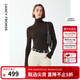 朗姿騏驥紅【羊毛Basic衣櫥】純羊毛毛針織衫冬季新款修身長(cháng)袖毛衣 棕色 XL
