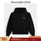 Abercrombie & Fitch美式復古經(jīng)典LOGO保暖抓絨落肩連帽衛衣25秋冬女裝152-5420 黑色 L (165/104A)