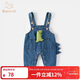 班喜迪男寶寶牛仔背帶褲春裝新款嬰兒褲子兒童休閑直筒褲男童長(cháng)褲春秋裝 藍色 【襠部暗扣材質(zhì)隨機發(fā)貨】 90