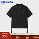 FILA FUSION斐樂(lè )潮牌女子針織短袖衫2025秋新款時(shí)尚半拉鏈修身T恤 正黑色-BK M 165/84A/M