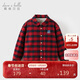 戴維貝拉兒童襯衫男童格子加絨襯衣中大童冬裝上衣童裝