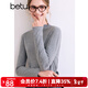 百圖betu女裝季新款T恤半高領(lǐng)打底舒適百搭長(cháng)袖T恤女2409T43 淺灰色 M