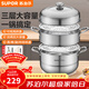 蘇泊爾（SUPOR）蒸鍋304不銹鋼家用高拱蓋蒸籠三層雙層加厚復底燃氣電磁爐通用鍋 蒸鍋 3層 30cm