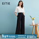 愛(ài)特愛(ài)（EITIE）高腰通勤飛飛袖交襟V領(lǐng)撞色闊腿連體褲夏新款連衣褲B2407350 固黑色22 L 165