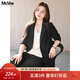 MsShe大碼女裝2025新款秋款胖mm職業(yè)裝彈力西服女200斤秋裝 彈力西裝-經(jīng)典黑色現貨 2XL