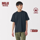 MUJI男式天竺編織圓領(lǐng)短袖T恤男士打底衫男款休閑上衣夏季男裝 深藏青色 M (170/92A)