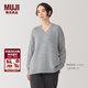 MUJI女式 牦牛絨混 V領(lǐng)毛衣 女款冬季長(cháng)袖內搭針織衫BA1P9A4A 淺灰色 S （155/80A）