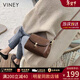 viney牛皮斜挎包包女包洋氣小方包輕奢單肩生日情人節禮物送女友老婆 【啡色】新年送女生高級感實(shí)用小眾品牌小包