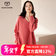 牧什羊絨衫女V領(lǐng)100%純羊絨毛衣女中長(cháng)款寬松針織打底衫厚慵懶DD428R 花玫紅 均 碼