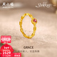 周六福新年禮物 5G足金戒指女浪漫vintage系列復古幾何圓珠彩寶手飾 16號-1.96g