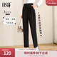 歐莎（OSA）【職業(yè)OL風(fēng)】黑色高腰垂感通勤西裝褲子女顯瘦直筒休閑褲百搭 黑色 S