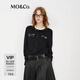 MO&Co.針織衫開(kāi)衫綿羊毛山羊絨全手工珠片疊繡裝飾高智感摩安珂 黑色 S 160