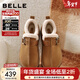 百麗（Belle）復古厚底增高勃肯鞋女冬季新款商場(chǎng)款加毛保暖毛單鞋E6D1DDM5 棕色 37 (235mm)
