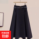 秋冬季時(shí)尚洋氣毛呢半身裙女復古港風(fēng)A字裙氣質(zhì)中長(cháng)裙高腰傘裙子 6981【毛呢顯瘦贈送皮帶】黑色傘裙 M (推薦95-105斤)