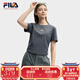 FILA多彩T恤斐樂(lè )短袖上衣女新款收腰微褶狐貍刺繡修身辣妹t 默魅灰-DY M 165/84A/M