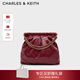 CHARLES&KEITH子母鏈條大容量流浪包托特包單肩斜挎包女包新年禮物CK2-40671449 【L號】Burgundy葡萄酒紅色 L