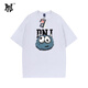 PNJ新款美式潮牌夏季純棉短袖T恤男女款寬松大碼情侶裝時(shí)尚百搭印花 白色 XL