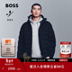 雨果博斯BOSS 【防潑水】男士冬季羽絨填充連帽棉服 001-黑色 L