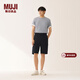 MUJI 男式 棉 工裝 短褲 男士褲子 男裝休閑五分褲 AE10OA5A 黑色 L （175/88A）