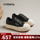 妙麗板鞋女厚底魔術(shù)貼淺口小白鞋2025春季新款時(shí)尚休閑百搭 黑色 37 (235mm) 標準碼