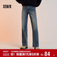 森馬（Semir）森柔牛仔|牛仔褲女抓毛寬松闊腿褲冬季女士做舊長(cháng)褲103724124001A